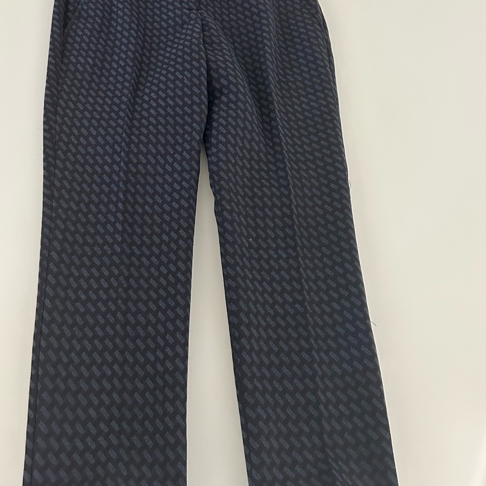Theory Black and Gray/Blue Geometric Wool Blend Pants - Perfect for Fall/Winter